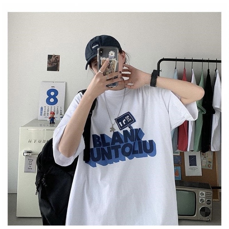 Áo thun tay lỡ nam nữ, áo phông unisex form rộng chất cotton in chữ BLANK
