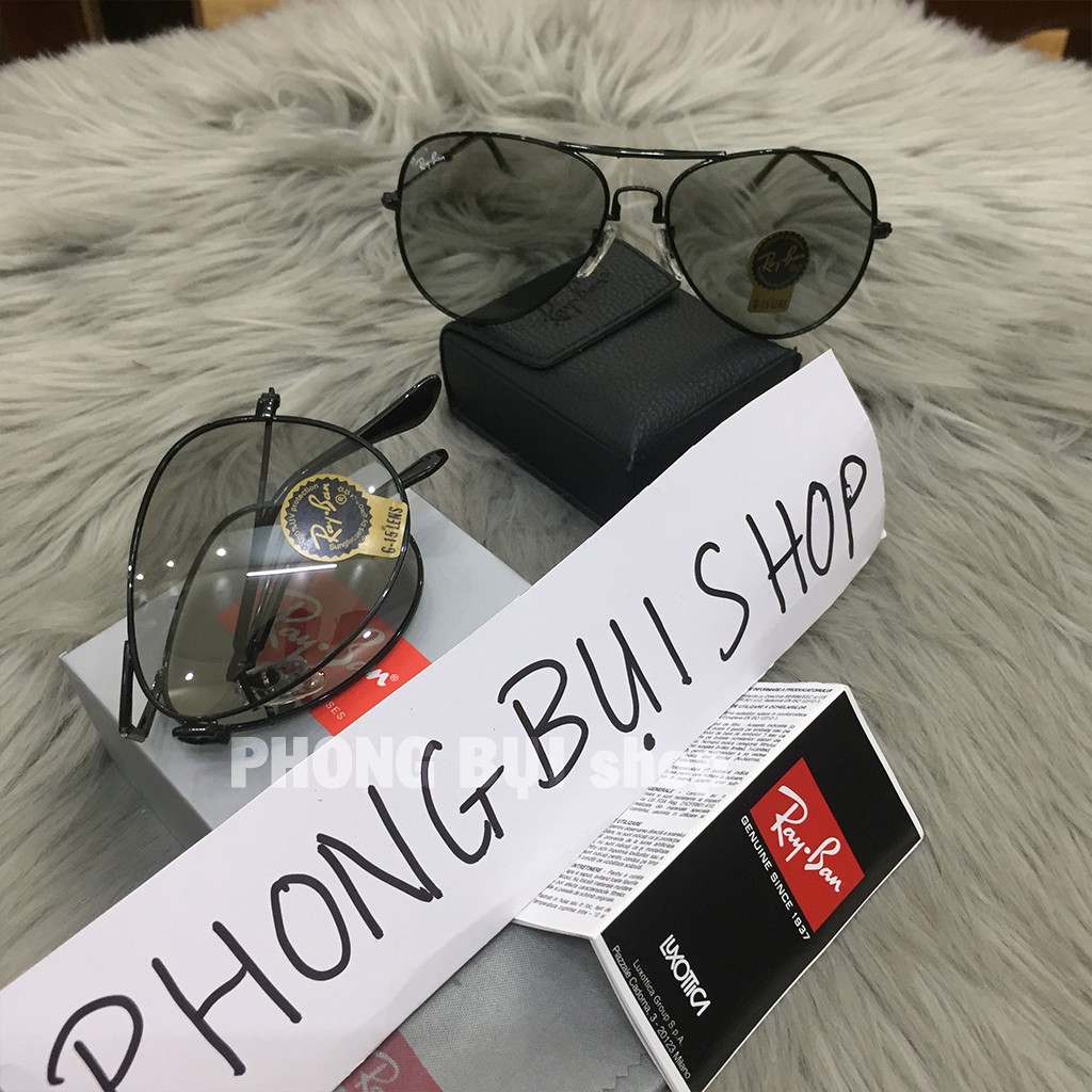 Kính Mát Nam Rayban Gập Gọng Đổi Màu Khi Ra Nắng Chống Tia Phân Cực UV400 Đầy Đủ Phụ Kiện