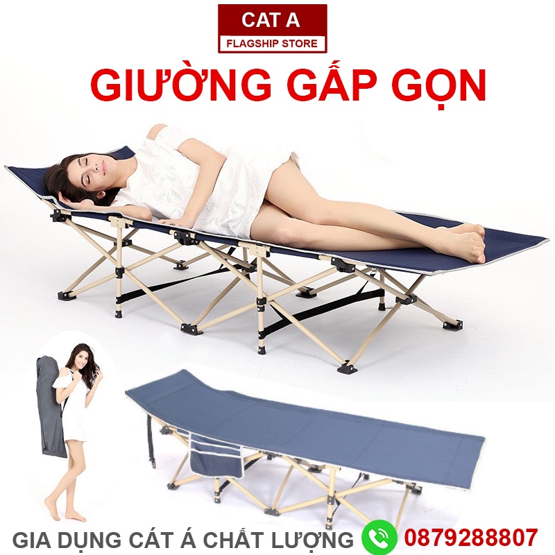 Giường gấp gọn văn phòng, giường xếp du lịch dã ngoại - khung thép sơn tĩnh điện 178x67cm [MS038]