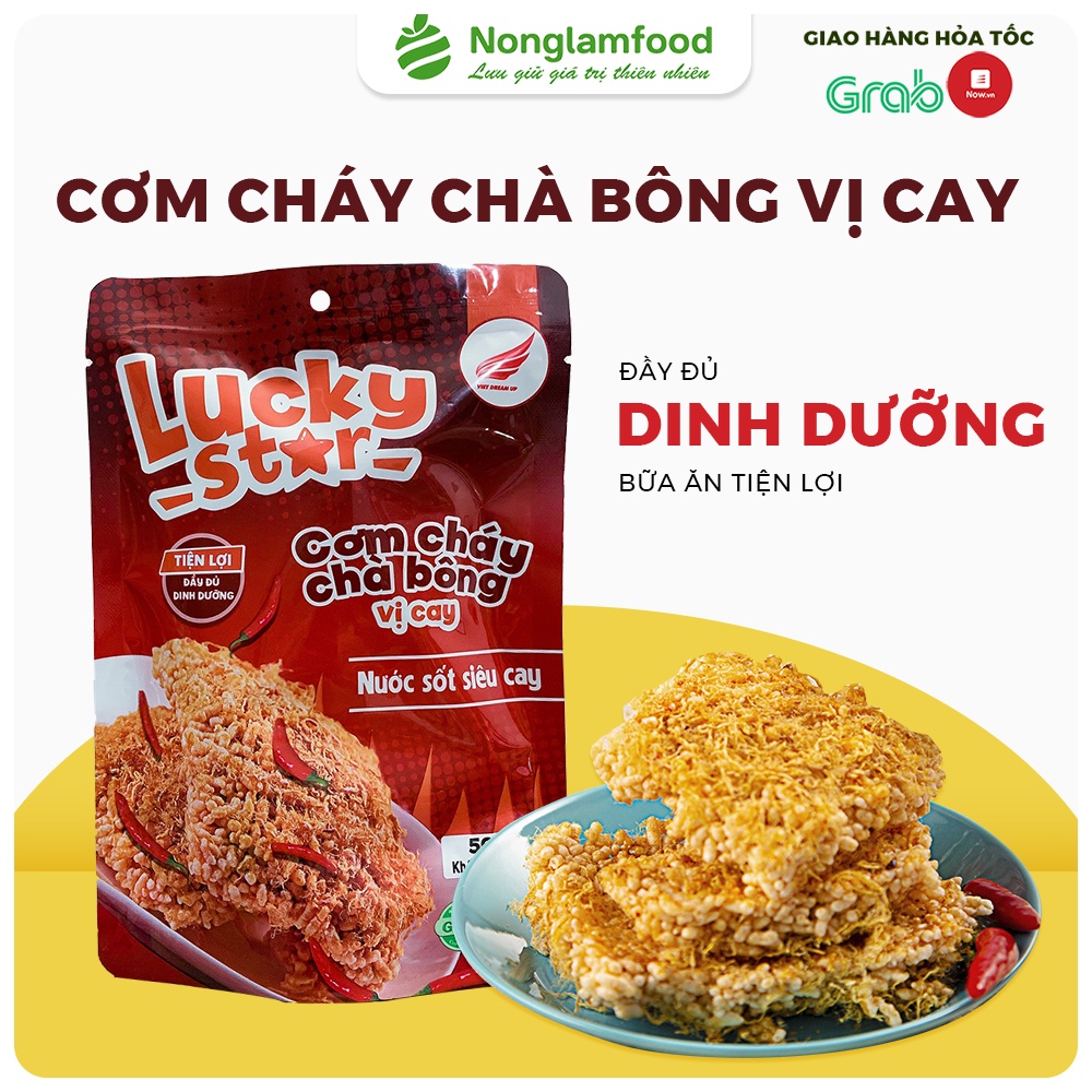 Cơm cháy chà bông nước sốt cay Lucky Star 45g giòn rụm của cơm cháy và thơm nồng nước sốt cay siêu ngon