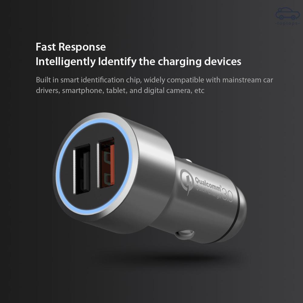 TOP Xiaomi 70Mai Car Charger Quick Charge 3.0 Dual USB Output Multiple Protection Fast Car Charger Phone Charger With LE