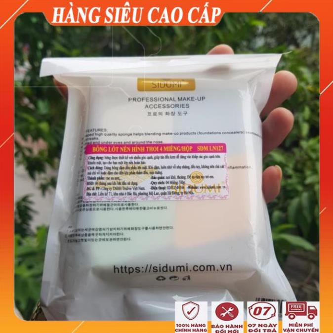 [FreeShip - HÀNG CHÍNH HÃNG] Sét 4 miếng mút trang điểm đa năng cao cấp/Bông trang điểm hình thoi 4 miếng sidumi