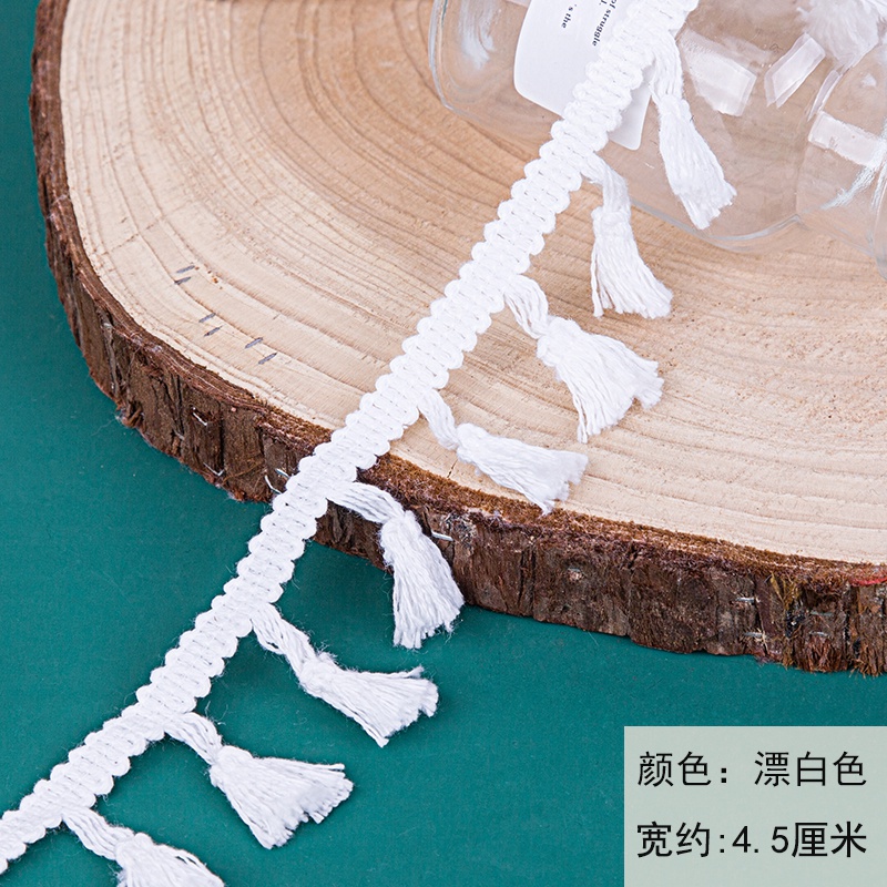 Dải ren tua rua cotton 1m dành cho trang trí viền ghế sofa rèm cửa khăn trải bàn quần áo DIY handmade