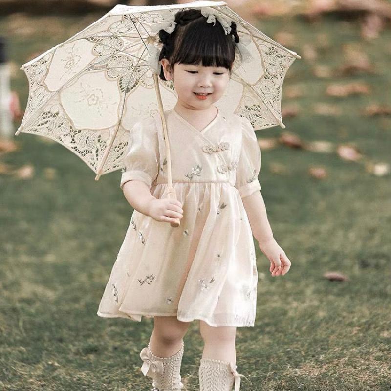 Đầm Phong Cách Trung Hoa Thêu Họa Tiết Mới Xinh Xắn Thời Trang Mùa Hè Cho Bé Gái