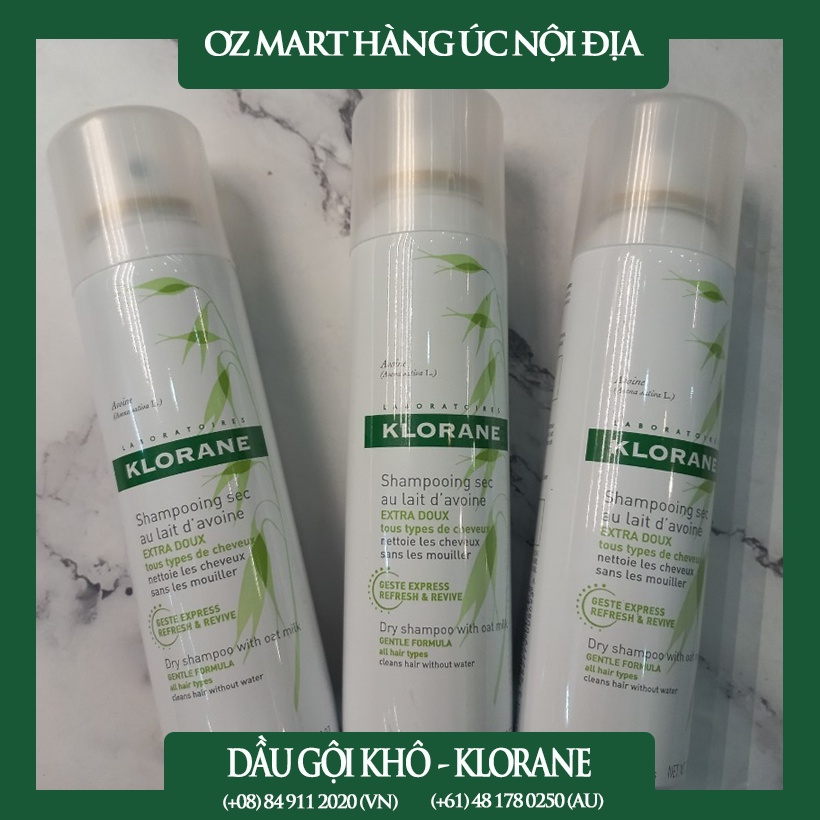 Dầu gội khô Klorane Dry Shampoo with Oat Milk Oz Mart Hàng Úc Nội Địa 150ml