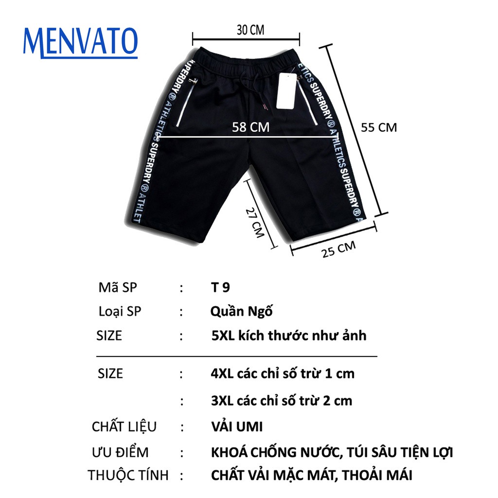 Quần cộc đùi thể thao nam size đại Menvato thời trang phong cách trẻ trung năng động T9