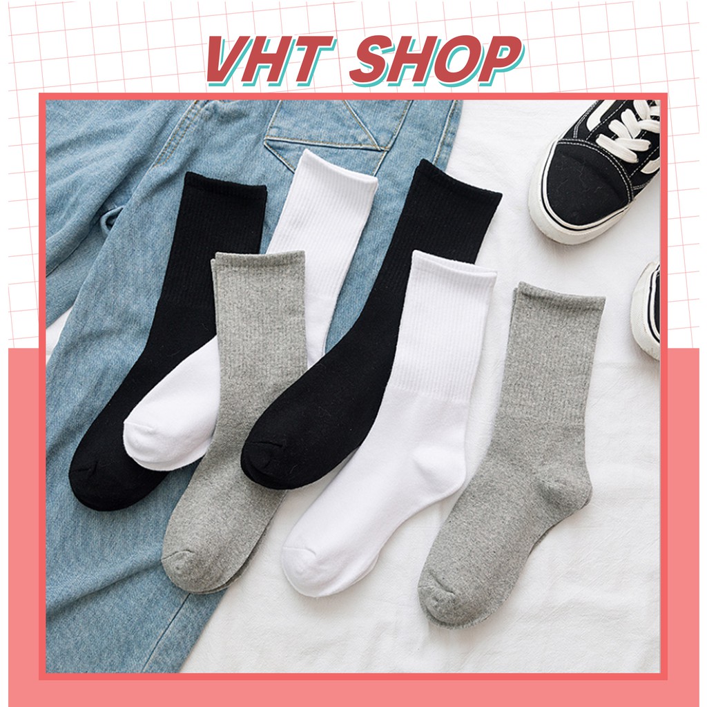 Tất cổ cao, vớ cổ cao nam nữ màu trơn basic thể thao vải co giãn hàng đẹp thời trang TC42 - VHT SHOP