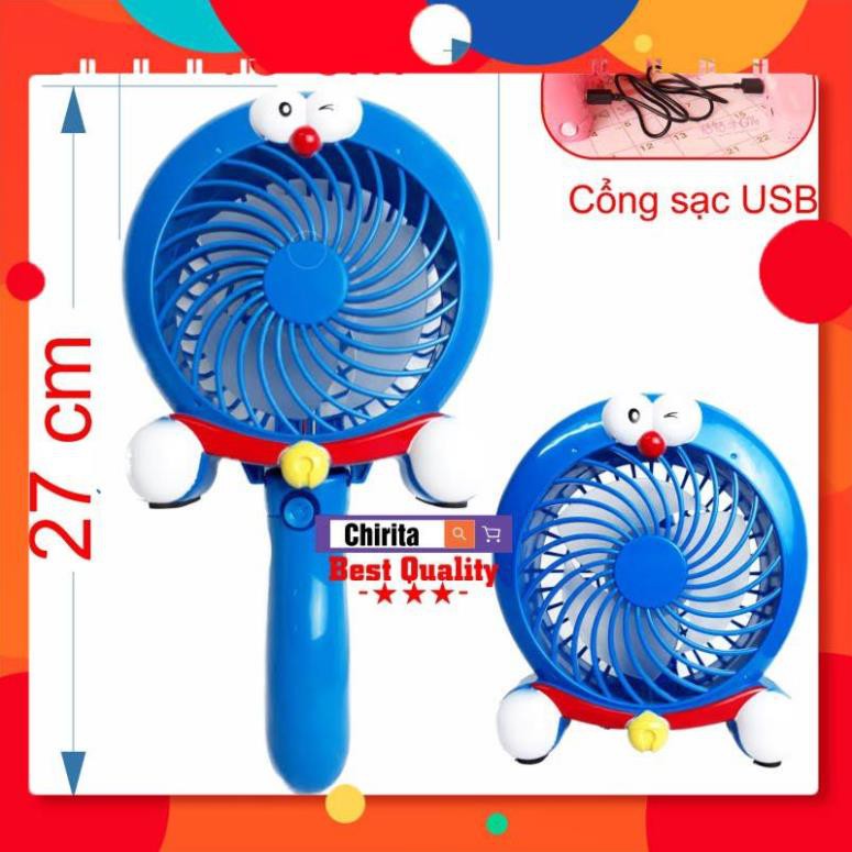 Quạt Sạc Tích Điện USB Mini Cầm Tay - LOẠI TỐT 8786 (Hello Kit ty, Doraemon)