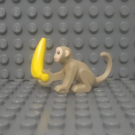Lego Monkey with Light Nougat Face and Ears Pattern with Yellow Banana Màu Dark Tan