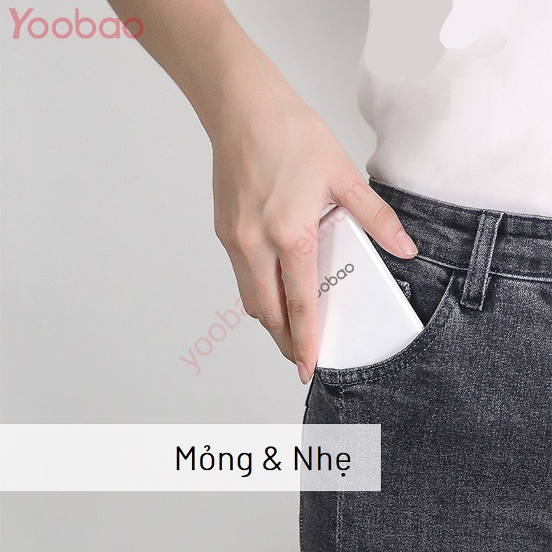 Sạc Dự Phòng Yoobao 10000mAh Pin Polymer Mỏng Nhẹ, Đầu vào Type-C, 2 Đầu Ra USB - YOOBAO D10