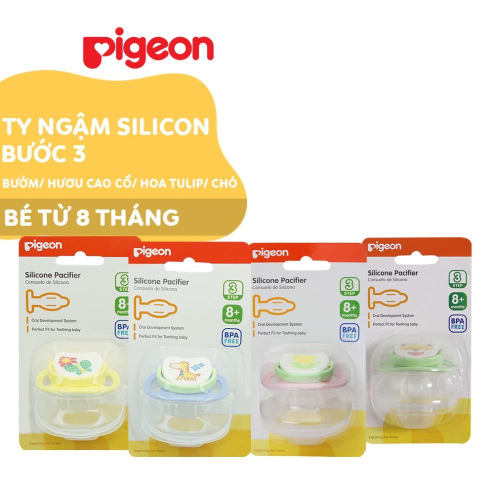 Ti ngậm/ Ti giả Pigeon silicone mềm cho bé bước 3 ( 8 tháng +)