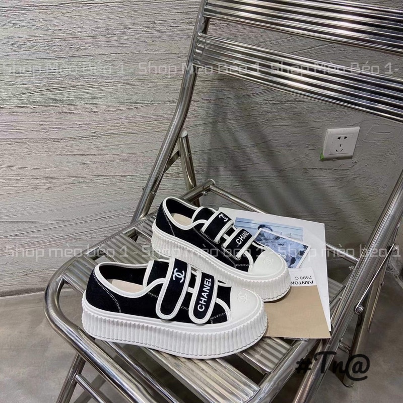 Giày thể thao slip on quai dán viền pha đế cao fullbox