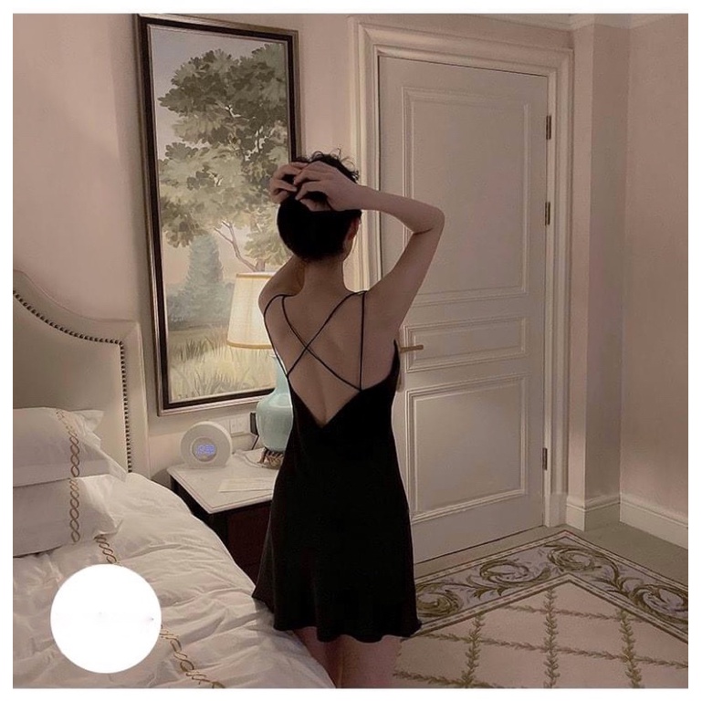 Váy ngủ lụa mềm mại sexy đan dây quyến rũ FREE SHIP