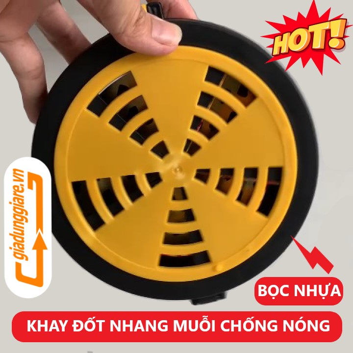 Hộp đốt nhang muỗi BỌC NHỰA chống nóng an toàn khay đựng hương muỗi có kèm sẵn móc treo kẹp dây lưng mang theo tiện lợi