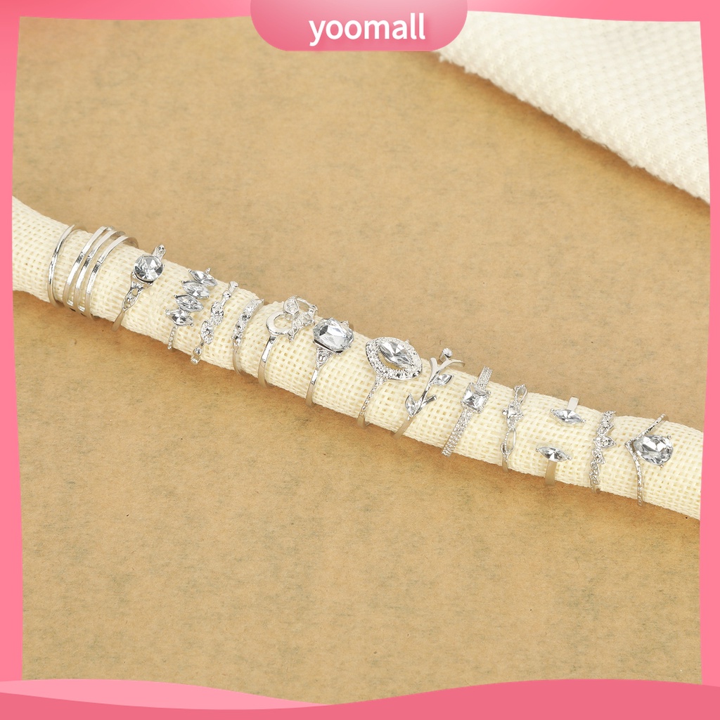 Yomall♡ Bộ 15 Nhẫn Hợp Kim Đính Đá Phong Cách Bohemian Thời Trang Cho Nữ