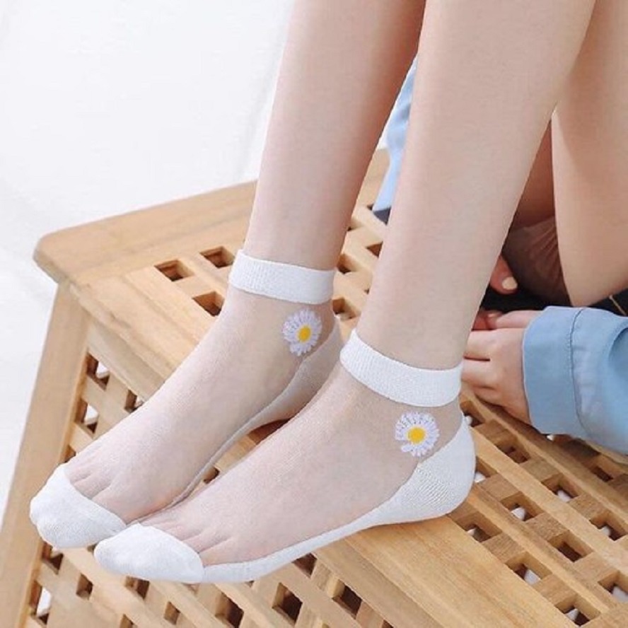 [Họa Mi Tóc Nâu] Túi 10 Đôi Tất Ren Hoa Cúc Hoạ Mi Mix Lưới Ren Phong Cách Tiểu Thư