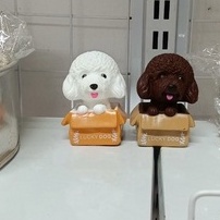 Phụ kiện trang trí bánh kem sinh nhật hình chú chó Teddy màu trắng dễ thương