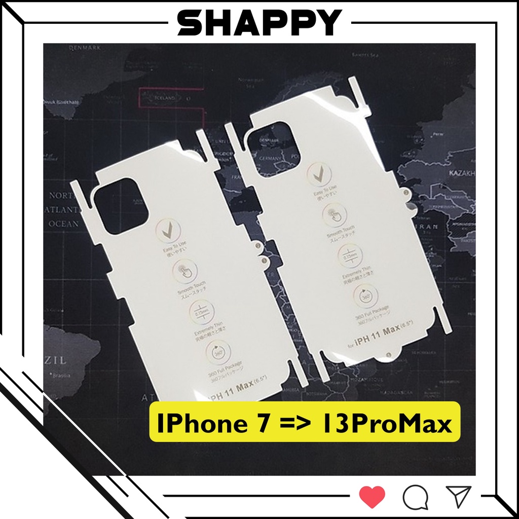 Miếng Dán PPF IPhone Tự Phục Hồi Full Các Dòng 7/8/Plus/X/XR/XsMax/11/12/13/Pro/Max [Shappy Shop]