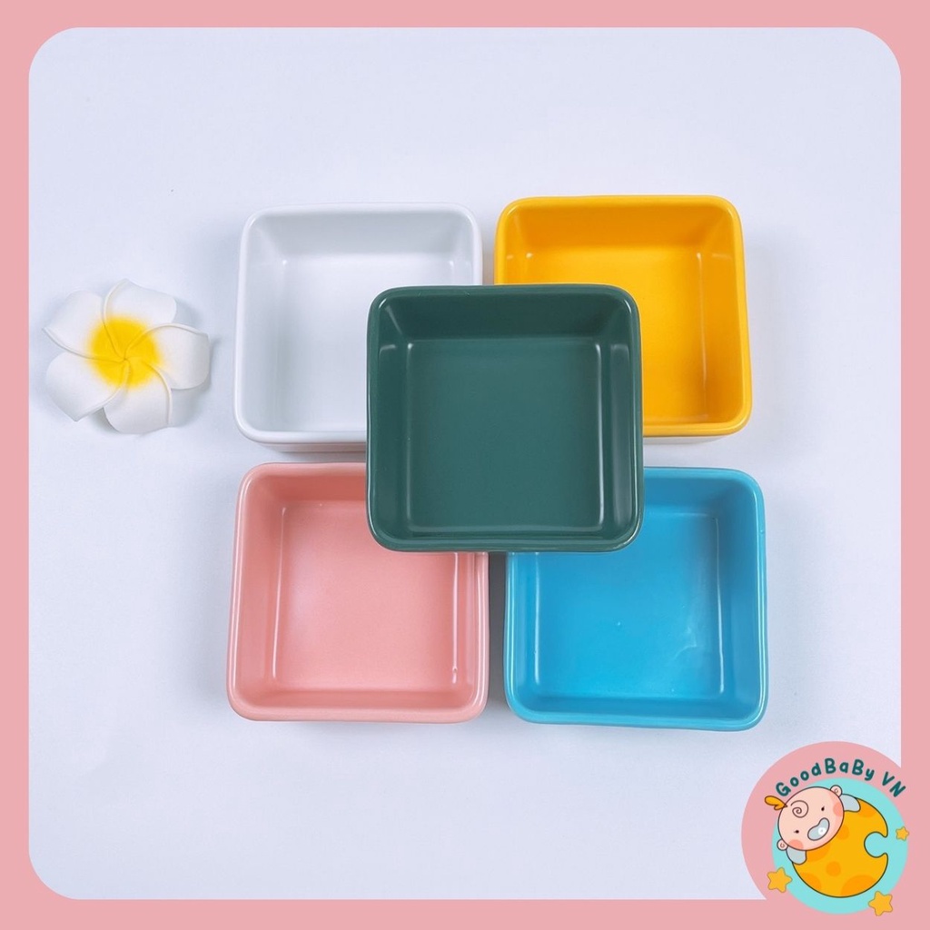 Bát ăn dặm ,bát gốm sứ decor nhà bếp hình vuông nhiều màu sắc Goodbabyvn