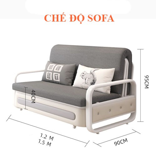 Giường Sofa Đa Năng Gấp Gọn Thông Minh Phù Hợp Với Mọi Không Gian, Đệm Bọt Biển, Khung Thép Tĩnh Điện