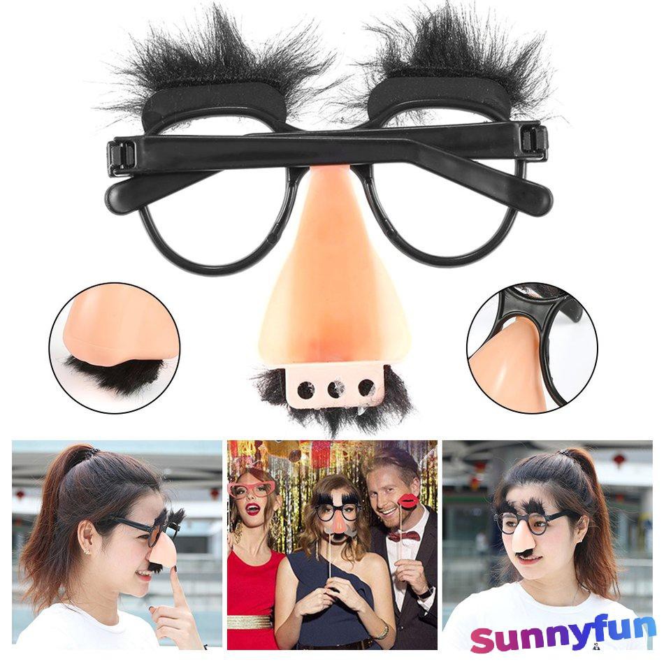 Mắt Kính + Mũi + Râu Giả Hóa Trang Chú Hề Vui Nhộn