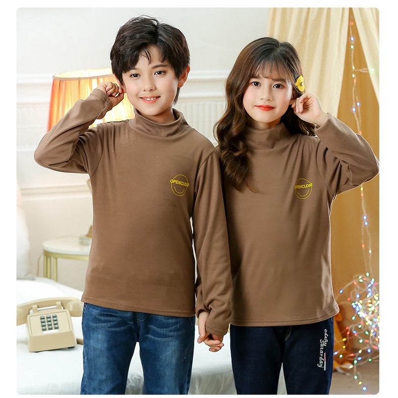 Áo Thun Tay Dài Cổ Cao 90-160cm Thời Trang Thu Đông Cho Bé