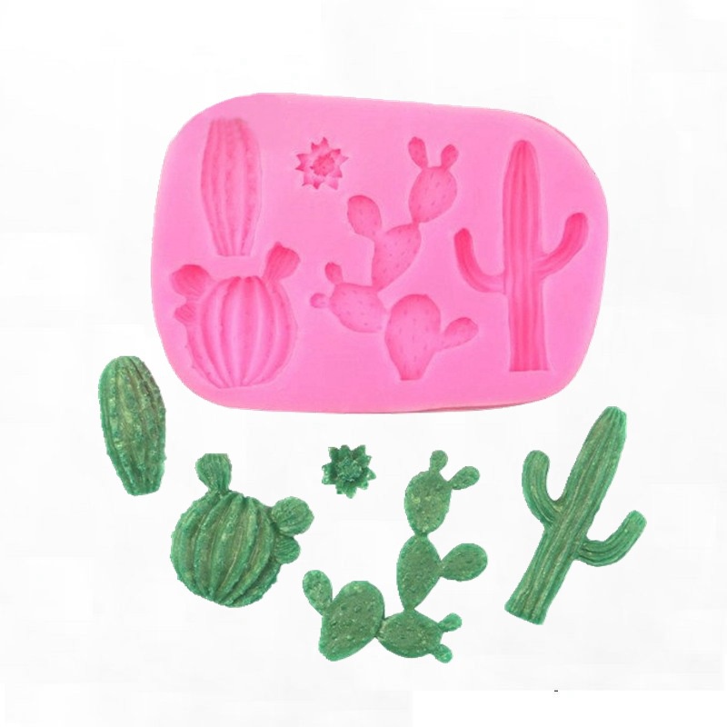 Khuôn Silicone 4 Lỗ Hình Cây Xương Rồng Làm Bánh Kẹo Chocolate