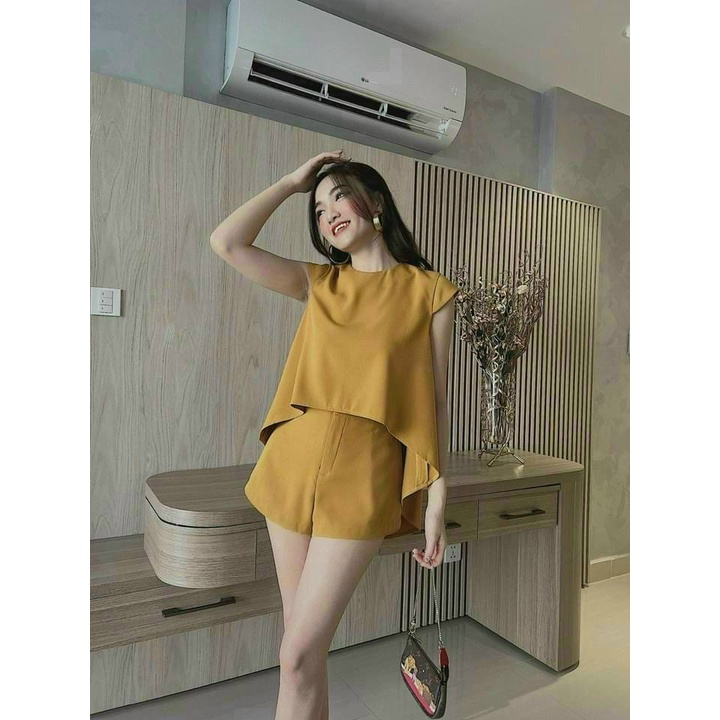 Sét Bộ Đi Chơi Áo tà Thấp Kết Hợp Quần Đùi Chất for Mặc Nhẹ Mát Đẹp Phù Hợp Đi Chơi, Mặc Nhà Siêu Xinh [NEW UNISEX]