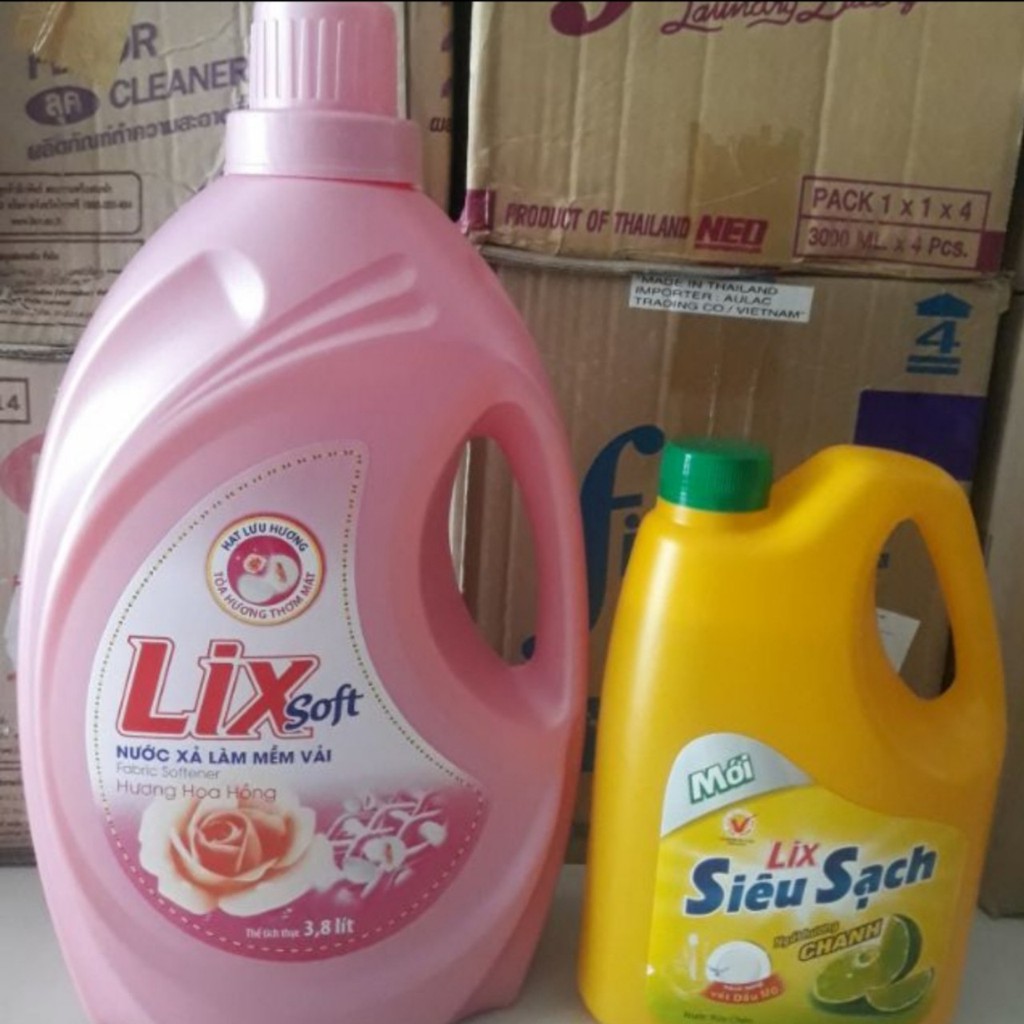 Nước xả vải Lix 3,8KG(màu hồng) tặng NRC 1,5kg(hương chanh)