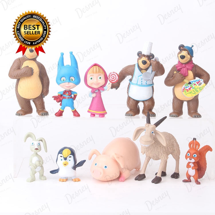 Set 10 Mô Hình Nhân Vật Hoạt Hình Masha And The Bear