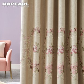 European Style Napearl Flower Home Bedroom fashon Thick Fabric curtain Window