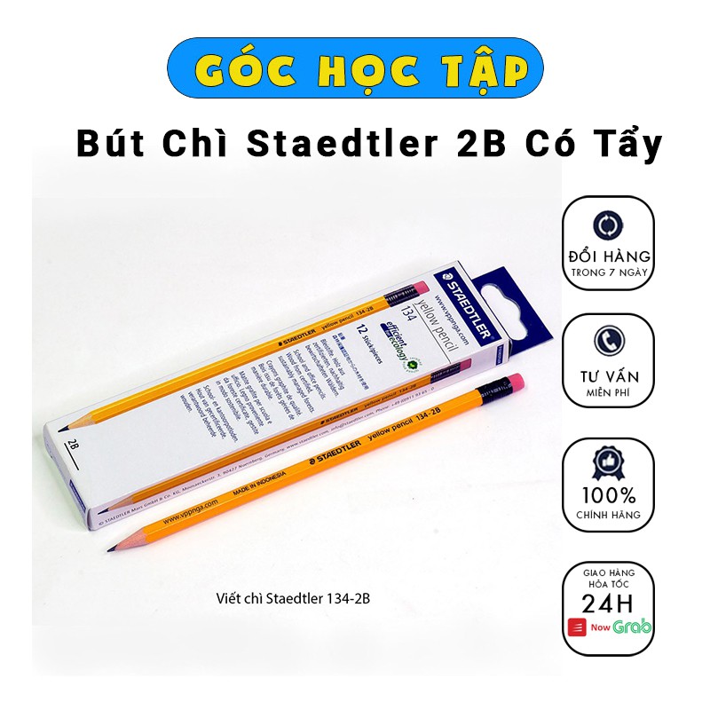 Bút chì 2B Staedtler kèm gôm tẩy dùng cho mỹ thuật, học tập, văn phòng - Shop Góc Học Tập