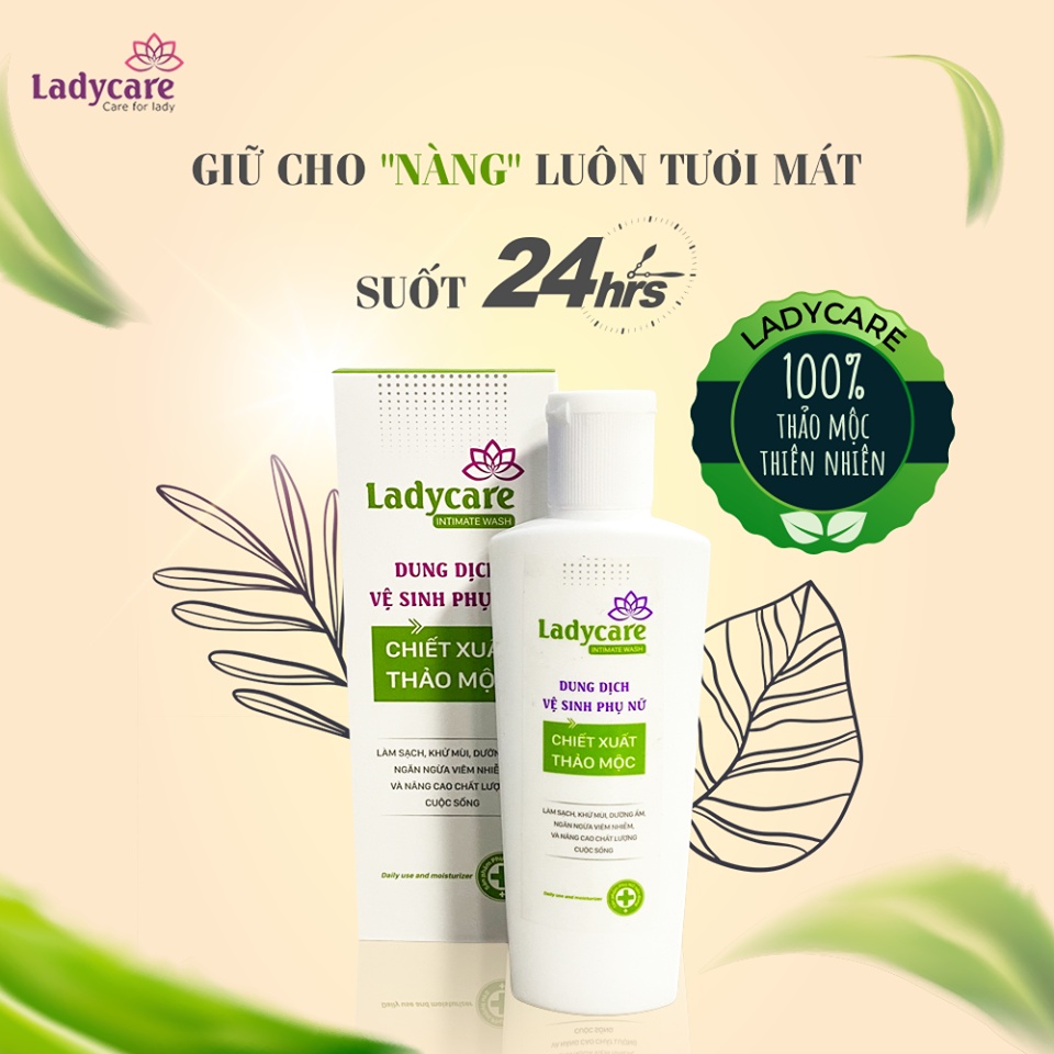 Gel vệ sinh phụ nữ Ladycare 100ml chiết xuất thảo mộc hỗ trợ dưỡng ẩm, làm sạch, mùi thơm dễ chịu - Lady & Men Viet Nam