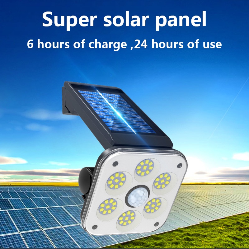 Đèn Led 54 COB Năng Lượng Mặt Trời Cảm Biến Chuyển Động Chống Nước Gắn Tường Ngoài Trời