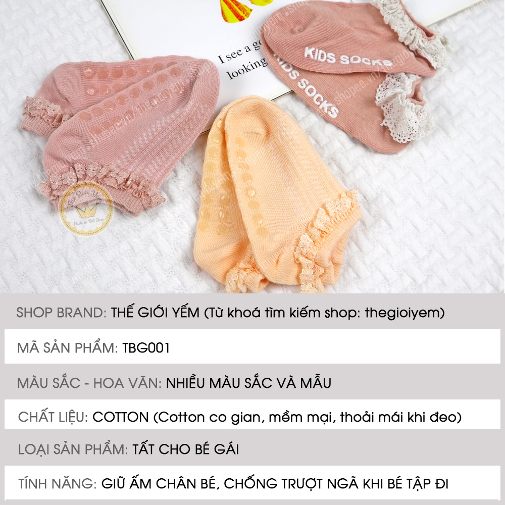 Vớ ngắn cho bé gái tất cho bé siêu xinh chống trượt dễ thương cho trẻ em tập đi từ 0 đến 3 tuổi TBG001 THẾ GIỚI YẾM