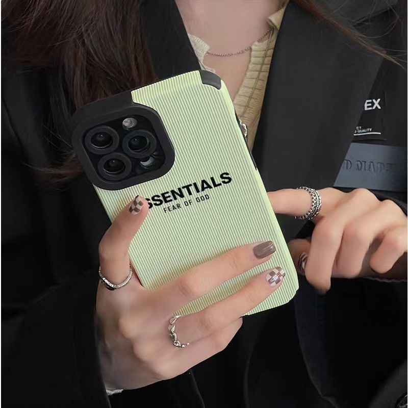 ESSENTIALS Fear Of God Ốp Điện Thoại Da Sang Trọng Cho iphone 13 Pro Max i13 13pro 11 Pro Max i11 X XR Xs Max 7plus 8plus 12Pro 12 Pro Max