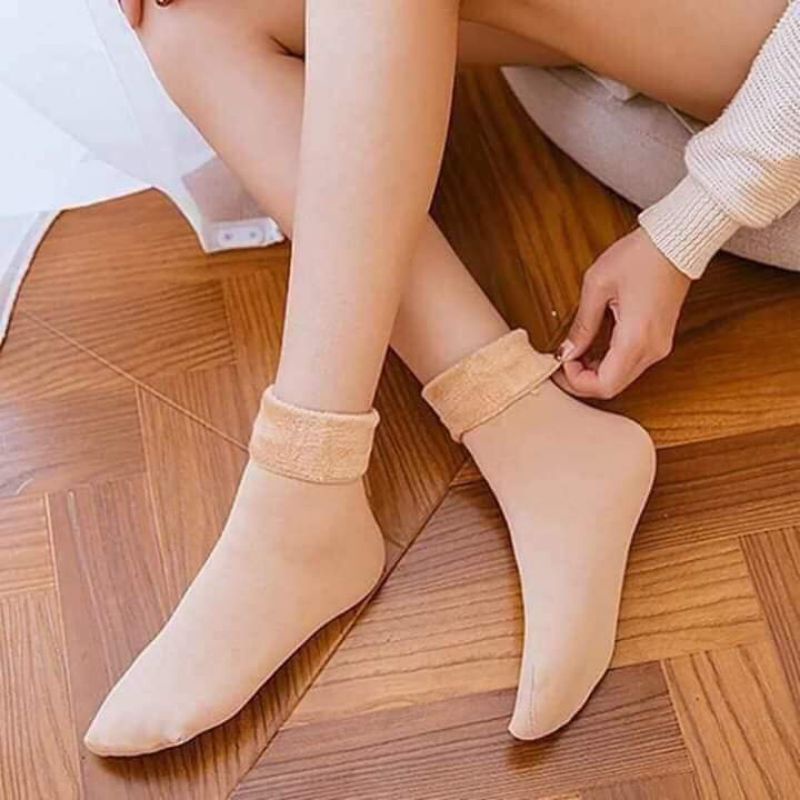 Tất lót lông cừu , vớ nữ cổ cao   Hàn Quốc siêu ấm áp