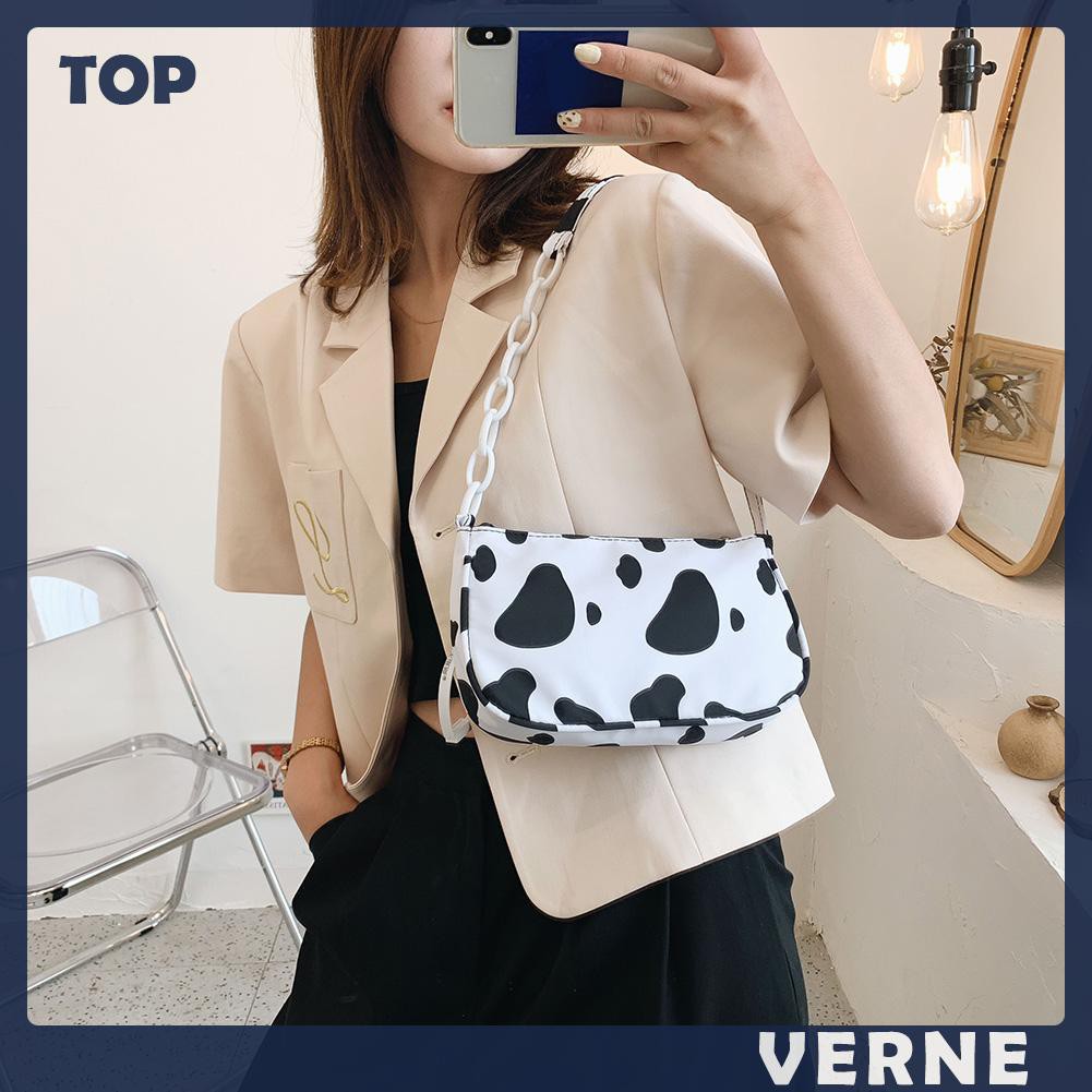 Túi Xách Nữ Đeo Vai In Hình Bò Sữa