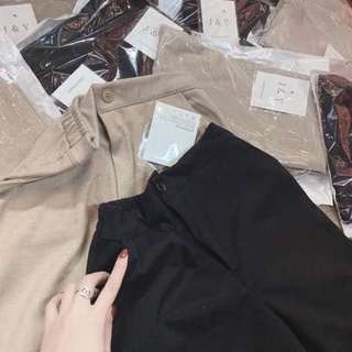 Quần baggy nữ dạ tăm chất đẹp cạp cúc xếp ly