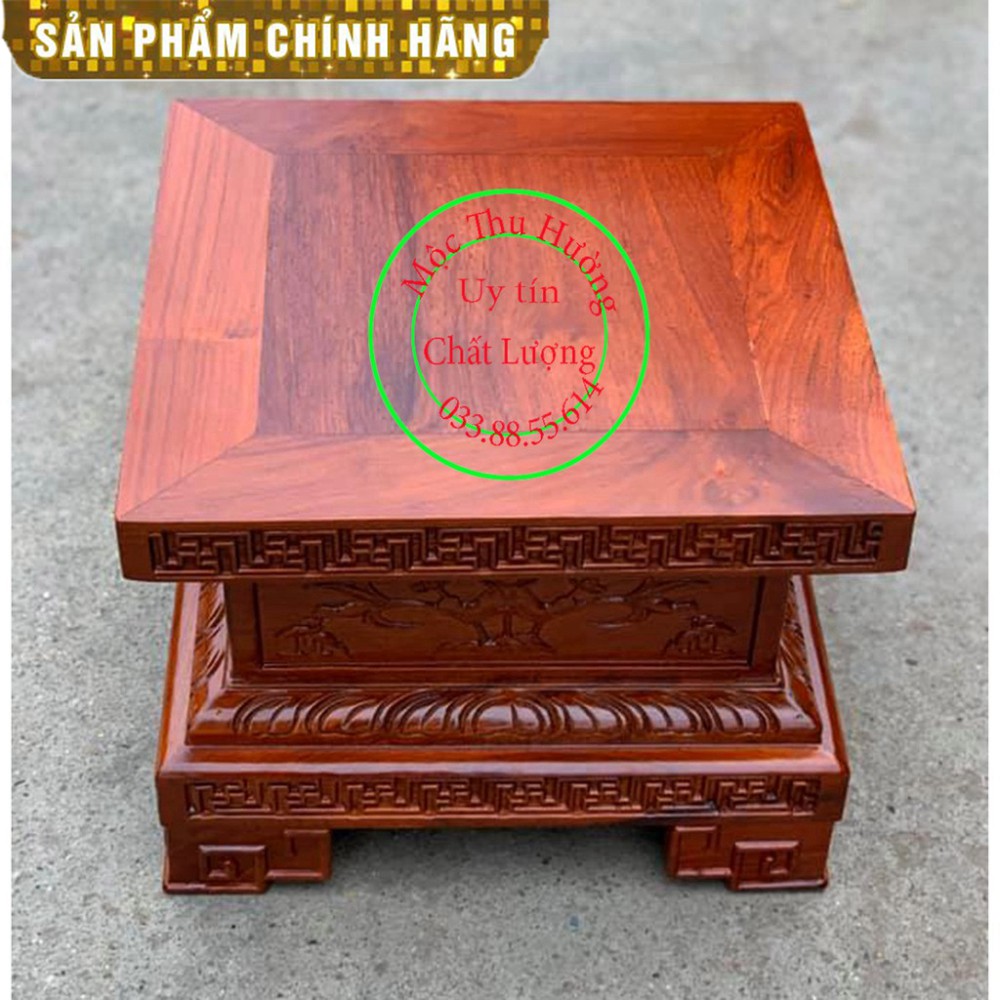 Kỉ đục gỗ Hương-Đô n vuông chân loa kê tượng cao 20cm