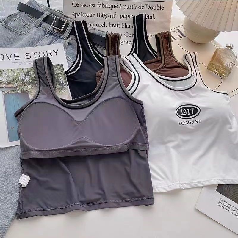 Jiashucheng Áo Dây Bằng Lụa Lạnh Có Đệm Ngực Thoáng Khí Hàng Bán Chạy Phong Cách Mới Cho Nữ