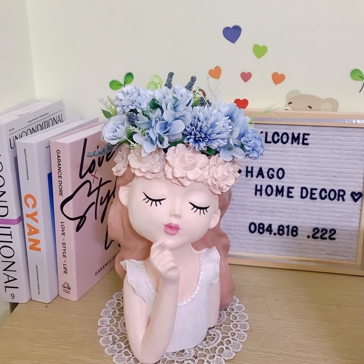 Lọ hoa decor, bình hoa cô gái thiên thần 27cm trang trí nhà siêu xinh hàng loại 1