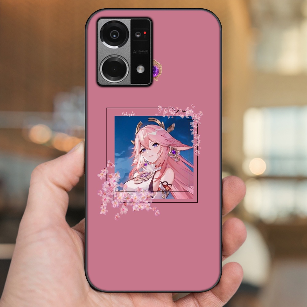 Ốp lưng Oppo Reno 7 4G viền đen in hình Yae Miko Genshin Impact