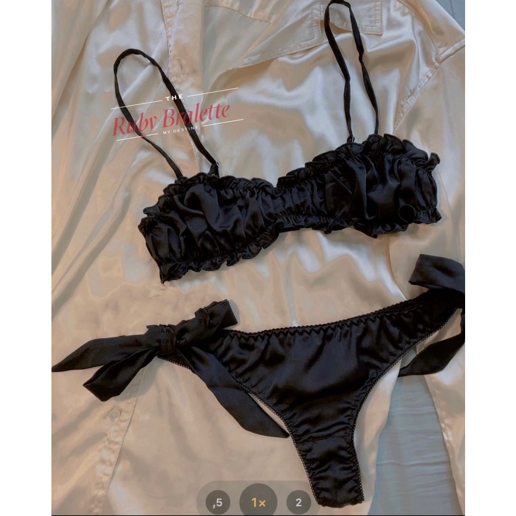 Set nội y cột nơ đỏ/đen - Hàng may thiết kế - BK01