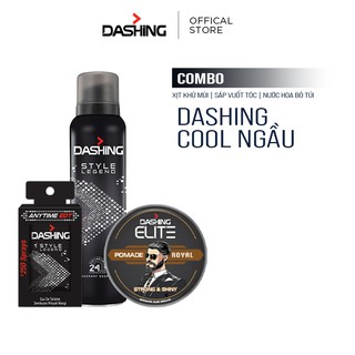 Combo Dashing Essensial: Xịt khử mùi Style Legend 125ml & Nước hoa bỏ túi Style Legend 18ml & Sáp vuốt tóc Dashing Royal