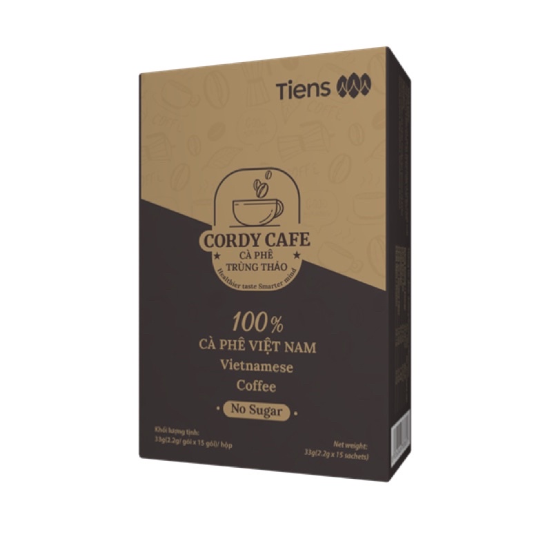 CAFE TRÙNG THẢO - CORDY CAFE NO SUGAR - TIENS (15 gói/ hộp)