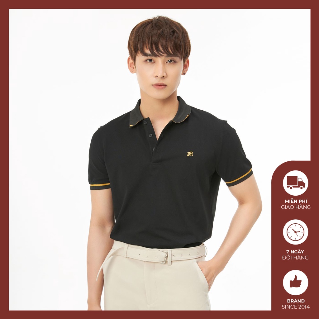 Áo Polo Nam Cotton Trơn Cổ Bẻ Phối Viền Vàng, Thêu Họa Tiết Slimfit Cao Cấp ĐỘC MENSWEAR - PL138