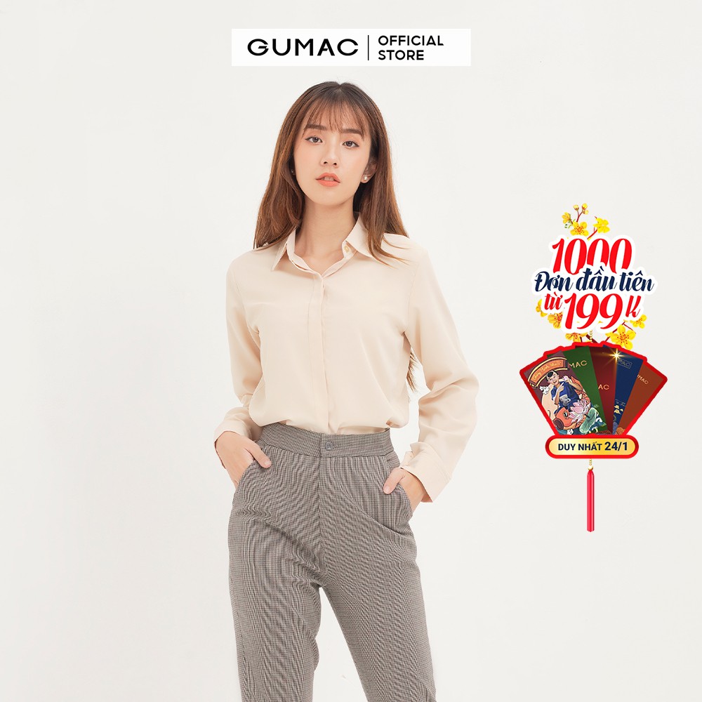 Áo sơ mi nữ cơ bản giấu nút AA1216 GUMAC