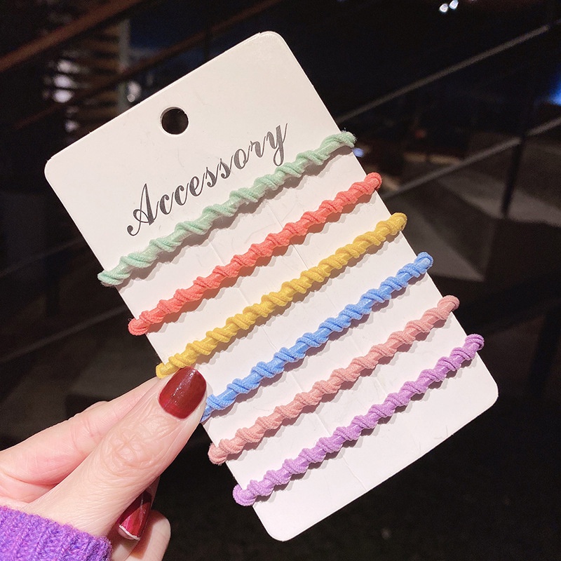 Set 6 dây cột tóc co giãn nhiều màu sắc dễ thương