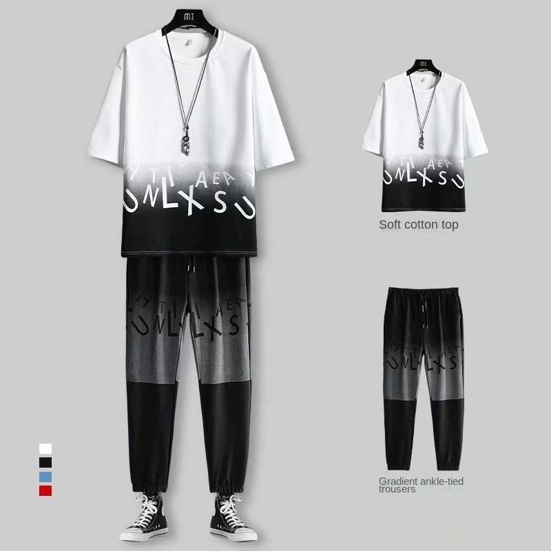 Bộ Quần Áo Thể Thao Tay Ngắn Thiết Kế Trẻ Trung Năng Động Phong Cách Hàn Quốc Cho Nam